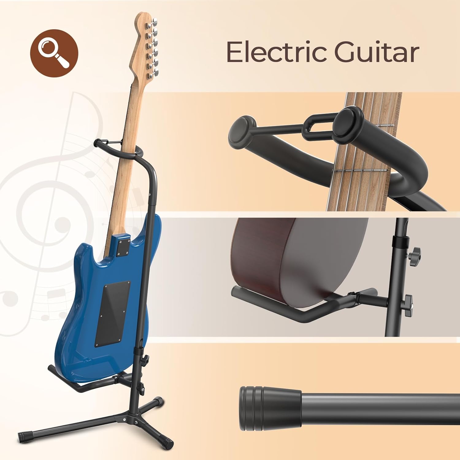 Adjustable Guitar Stand – Universal Stand for Acoustic, Electric & Bass Guitars, Foldable & Portable, Heavy Duty Metal